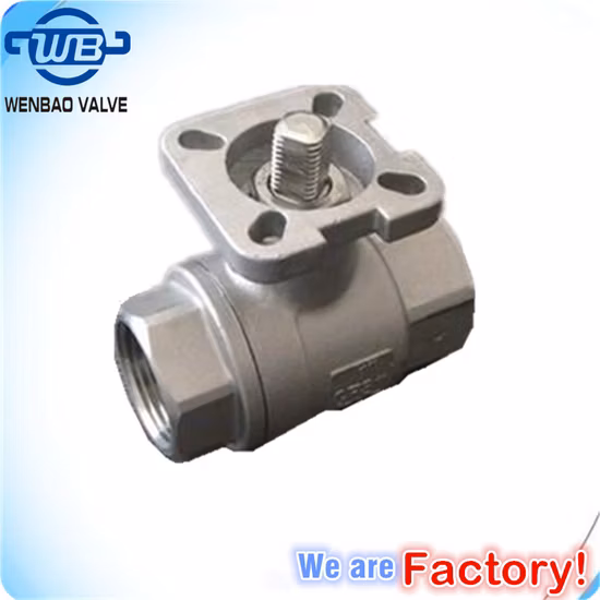 Válvula de esfera de aço inoxidável 2PC Válvulas industriais rosqueadas Ss com válvula flutuante de almofada de montagem opcional